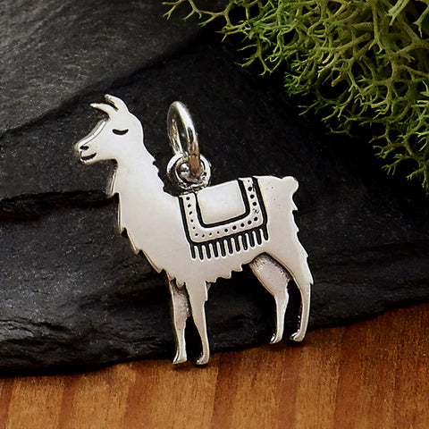 Llama Charm Sterling Silver Alpaca Cuteness Fun Pet Farm Animal Pendant