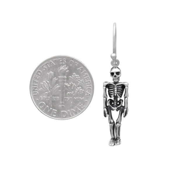 skeleton dangle drop earrings in sterling silver