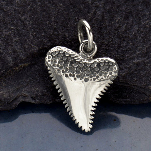 SHARK TOOTH CHARM STERLING SILVER NAUTICAL PENDANT