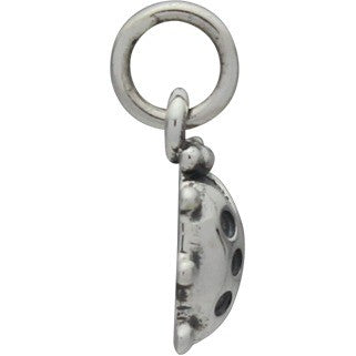 Tiny Sterling Silver Ladybug Charm Miniature Lady Bug Insect Pendant Side View