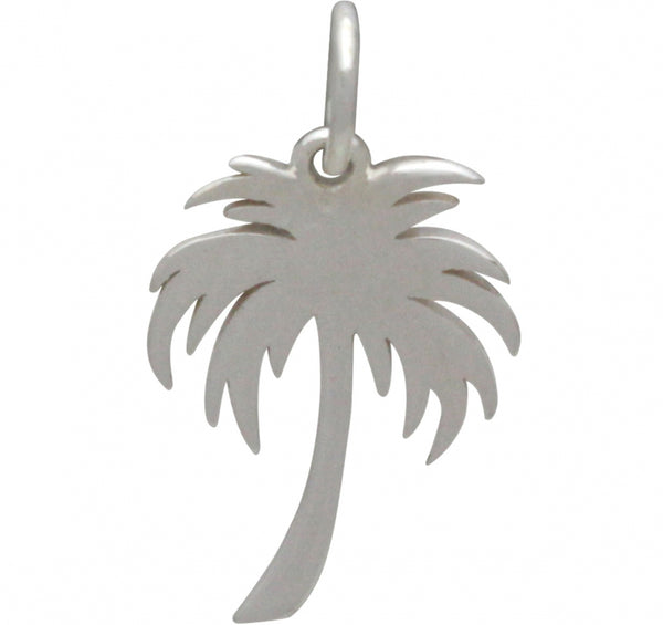TINY PALM TREE CHARM STERLING SILVER OCEAN BEACH LOVER DANGLE PENDANT back view