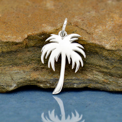 TINY PALM TREE CHARM STERLING SILVER OCEAN BEACH LOVER DANGLE PENDANT