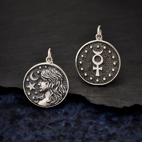 Virgo Zodiac Charm Sterling Silver Unisex Astrology Symbol Pendant