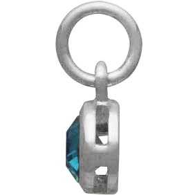 DECEMBER BIRTHSTONE CHARM DANGLE STERLING SILVER WITH BLUE TOPAZ CRYSTAL 3