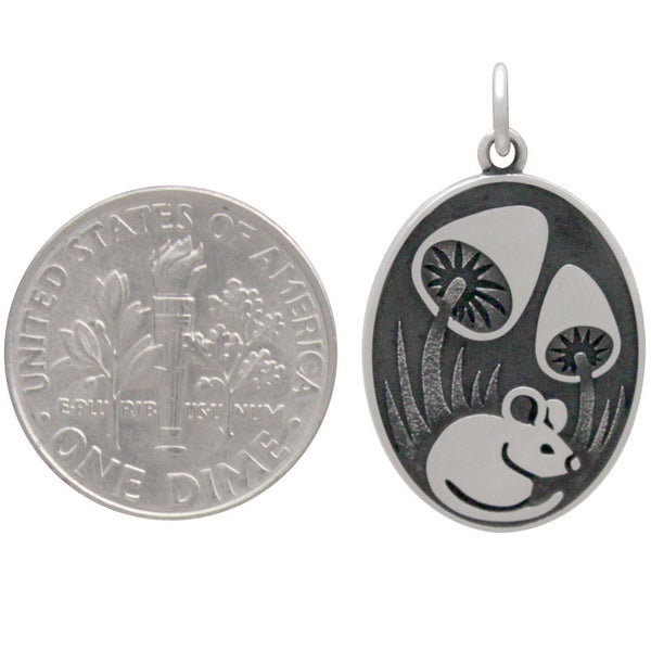 FOREST MOUSE WITH MUSHROOMS CHARM PENDANT 2