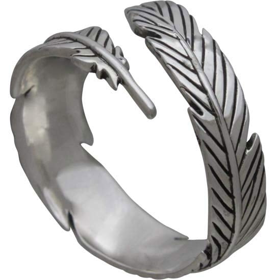Feather Ring Sterling Silver Adjustable Band 3