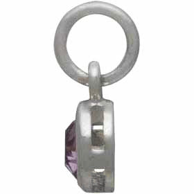 JUNE BIRTHSTONE CHARM DANGLE STERLING SILVER WITH LIGHT AMETHYST CRYSTAL 3