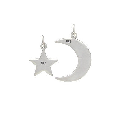 Moon and Star Charm Set Sterling Silver Love You To The Moon and Back