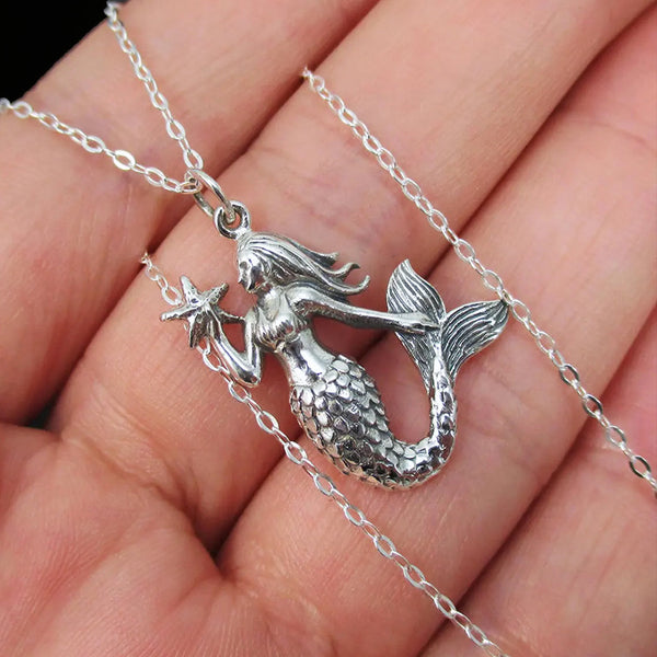 MERMAID AND STARFISH NECKLACE STERLING SILVER 2