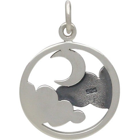 MOON AND CLOUD NECKLACE STERLING SILVER CELESTIAL NECKLACE 4 4