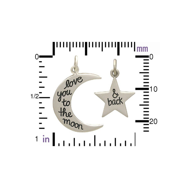 MOON AND STAR CHARM SET WITH LOVE YOU TO THE MOON AND BACK ENGRAVING 2
