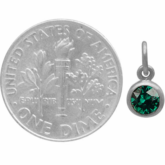 MAY BIRTHSTONE CHARM DANGLE STERLING SILVER WITH EMERALD CRYSTAL 2