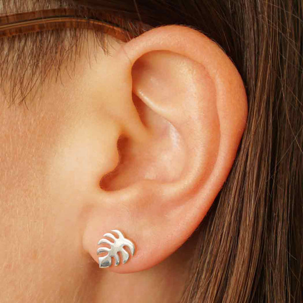 Monstera Stud Earrings Sterling Silver Monstera Leaf Earrings 2