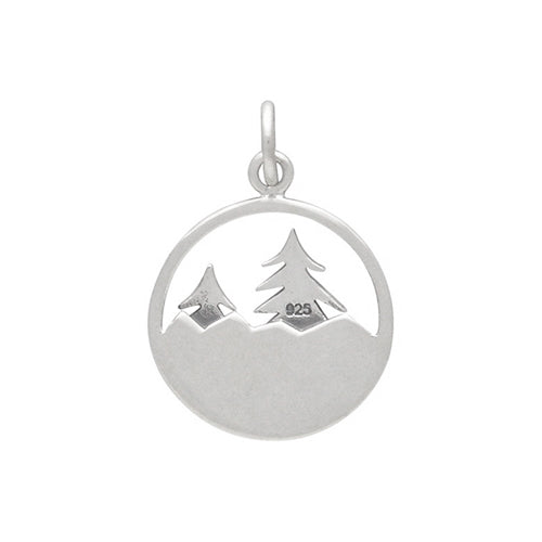 PINE TREE NECKLACE STERLING SILVER MOUNTAIN SCENE NECKLACE 5