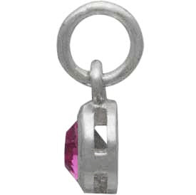 OCTOBER BIRTHSTONE CHARM DANGLE STERLING SILVER WITH PINK TOURMALINE CRYSTAL 3