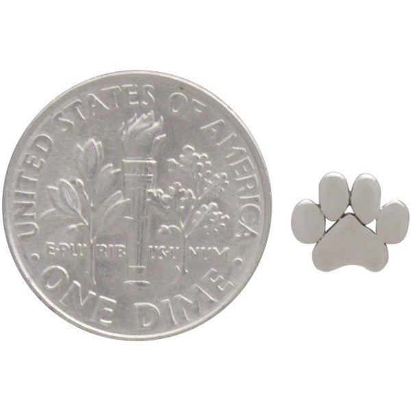 PAW PRINT EARRINGS STERLING SILVER CAT DOG PAW STUDS 3