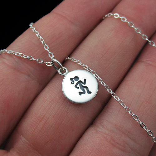 RUNNER CHARM NECKLACE STERLING SILVER ATHLETE RUN FITNESS NECKLACE 2