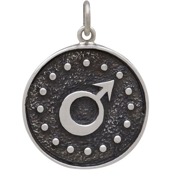 Aries Zodiac Charm Sterling Silver Astrology Celestial Ruling Planet Mars Pendant Back View