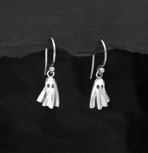 Tiny Ghost Earrings Sterling Silver Boo Dangle Drops