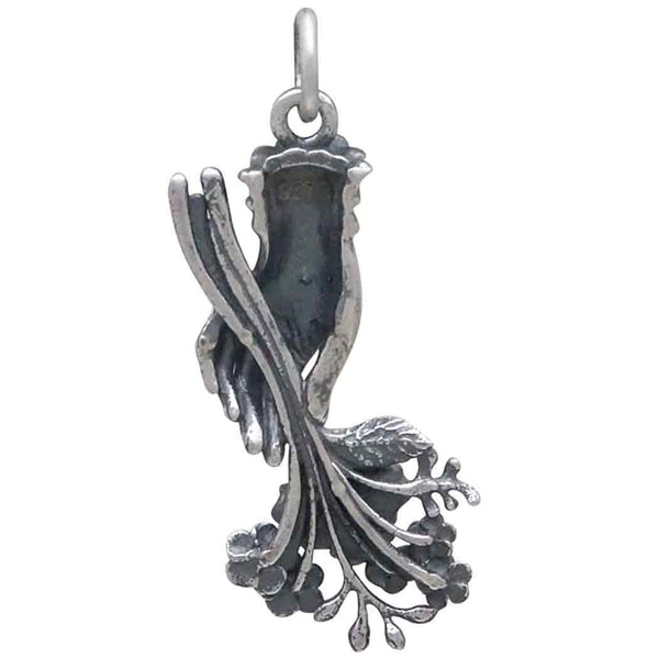 Hand Charm Holding Flower Bouquet Small Floral Pendant Petite Bloom Blossom Botanical Gift 4