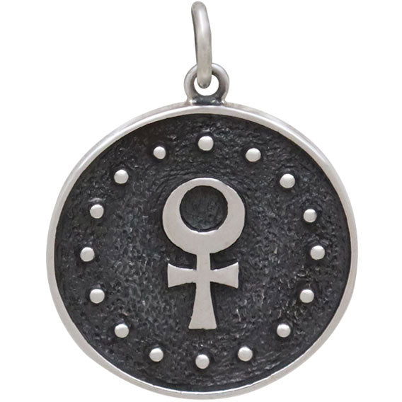 Libra Zodiac Charm Sterling Silver Two Sided Astrology Celestial Ruling Planet Venus Pendant Back View