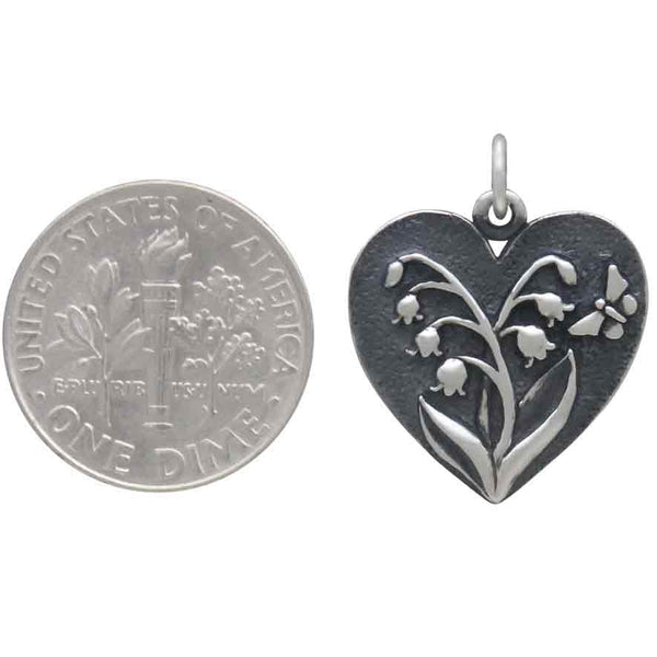 Lilly of the Valley Charm Sterling Silver 925 Size Comparison