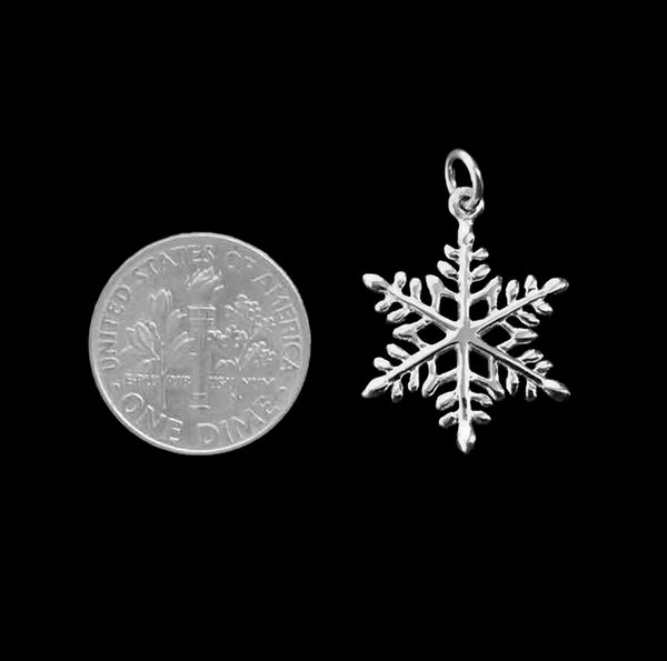 sterling silver snowflake charm size comparison