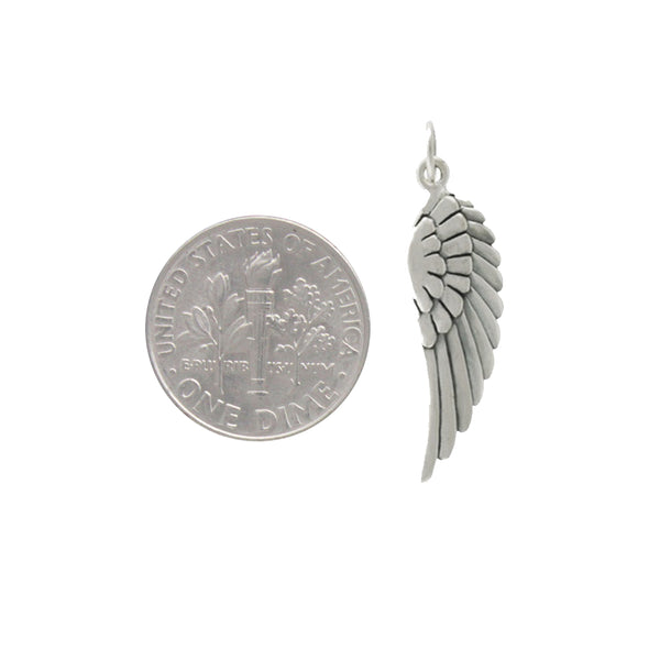Sterling Silver Angel Wing Charm Small Textured Pendant 2