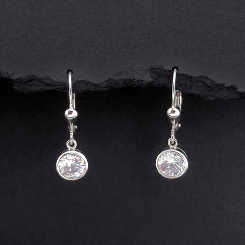 sterling silver cubic zirconia earrings clear CZ dangle drops