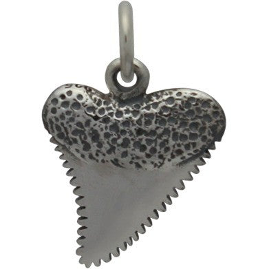 SHARK TOOTH CHARM STERLING SILVER NAUTICAL PENDANT BACK VIEW