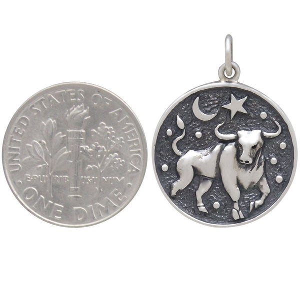 Taurus Zodiac Charm Astrological Symbol Pendant Size Comparison