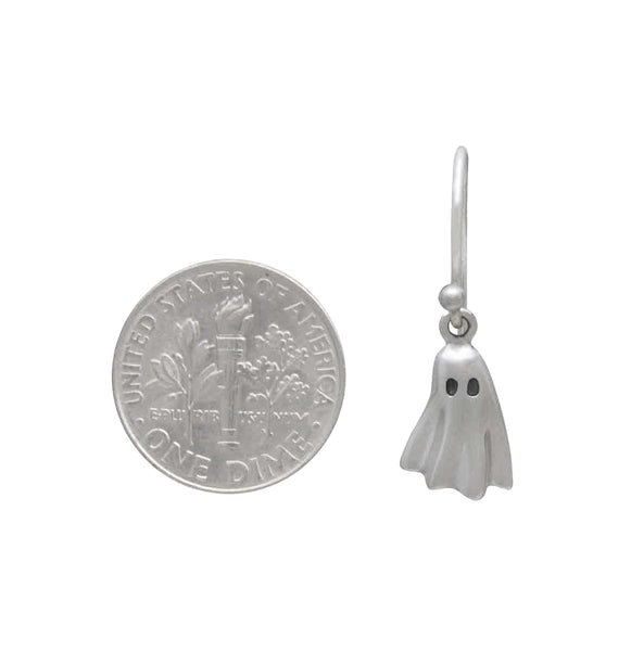 Ghost Dangle Earrings Sterling Silver Tiny Boo Halloween Dangles