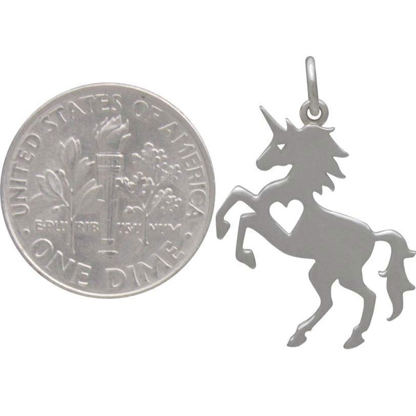 Unicorn Charm Sterling Silver Magical Creature Pendant Fairy Tale Jewelry Enchanting Gift for Her Size Comparison