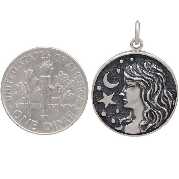 Virgo Pendant Sterling Silver Two Sided Charm 