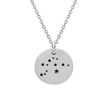 Aquarius Constellation Necklace Sterling Silver Zodiac Necklace with Chain