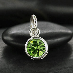 AUGUST BIRTHSTONE CHARM DANGLE STERLING SILVER WITH PERIDOT CRYSTAL 1