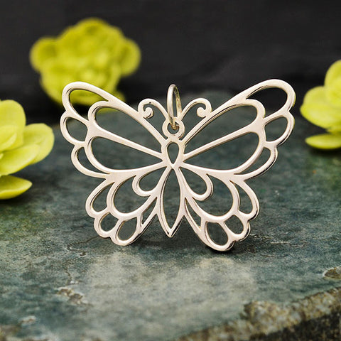 BUTTERFLY CHARM PENDANT STERLING SILVER 1