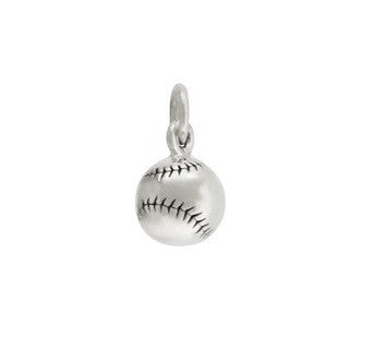 Silver Baseball Charm with Ring Sterling Silver 925 Sports Charm