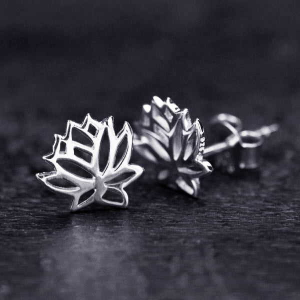 Lotus Earrings Sterling Silver Lotus Stud Earrings, Lotus Flower Earrings, Flower Blossom, Zen Jewelry, Simple Earrings 1