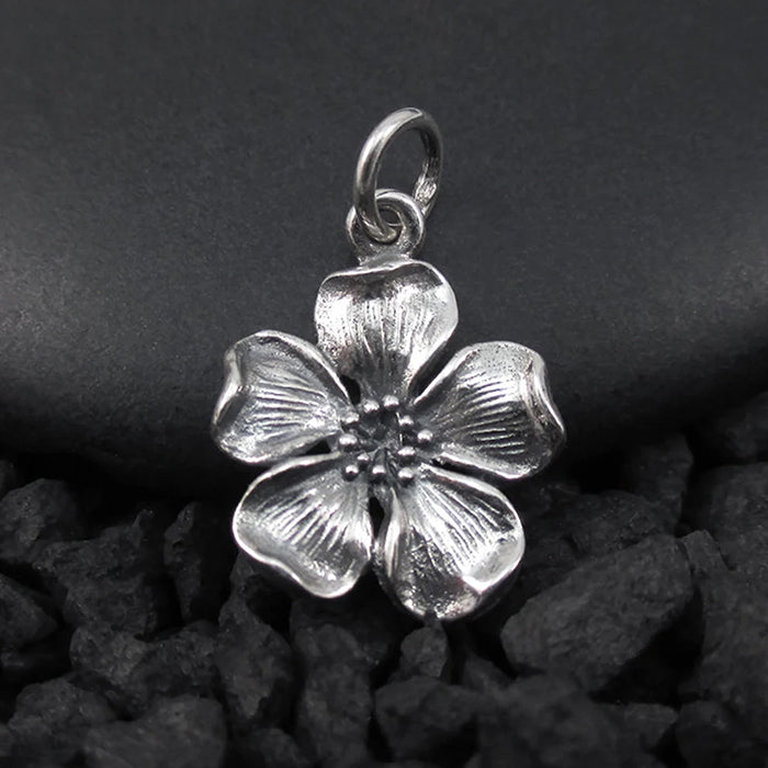 CHERRY BLOSSOM CHARM STERLING SILVER MARCH BIRTH FLOWER PENDANT A1
