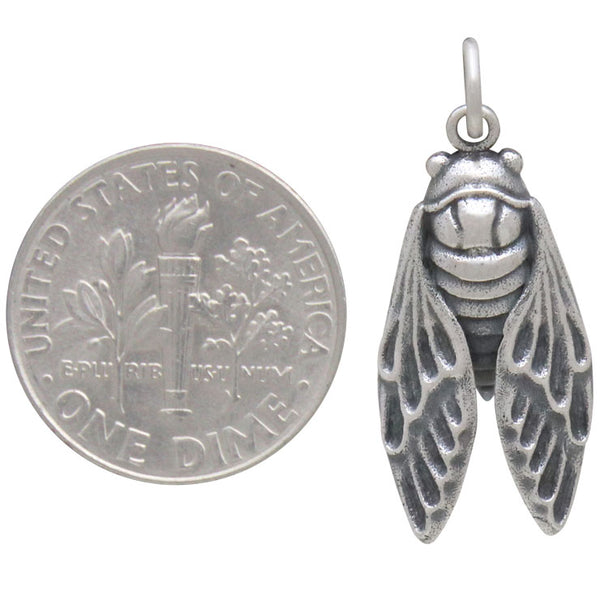 CICADA CHARM STERLING SILVER INSECT BUG  PENDANT 2