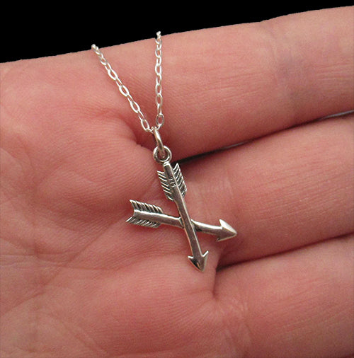 Crossed Arrow Necklace Friendship Necklace Sterling Silver
