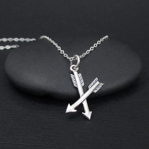 Crossed Arrows Necklace Sterling Silver 925, Friendship Necklace, Friendship Arrows Necklace