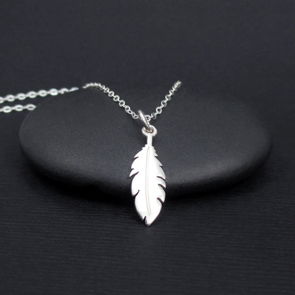 DAINTY FEATHER NECKLACE STERLING SILVER 925 1