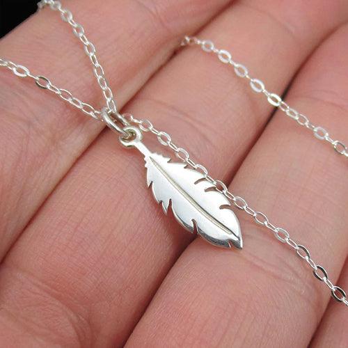 DAINTY FEATHER NECKLACE STERLING SILVER 925 2
