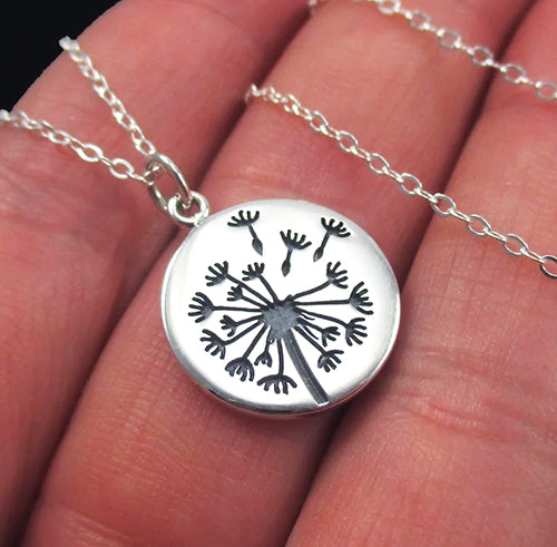 Dandelion Necklace Sterling Silver Dandelion Charm Pendant, Wish Necklace, Believe, Hope, Inspirational Jewelry, Birthday Gift 2