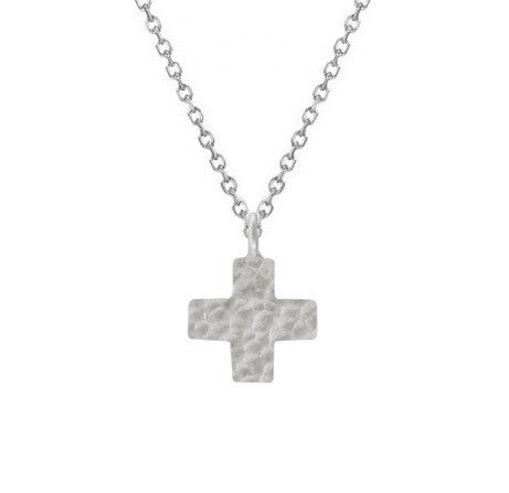 HAMMERED CROSS NECKLACE STERLING SILVER