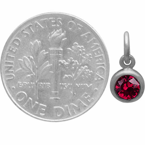 JULY BIRTHSTONE CHARM DANGLE STERLING SILVER WITH RUBY CRYSTAL 2