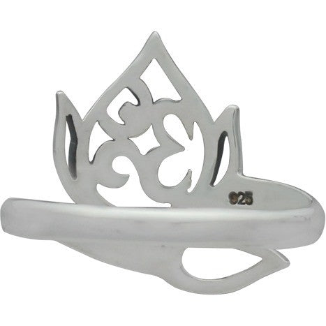 LOTUS AND OM RING STERLING SILVER ADJUSTABLE BAND 4