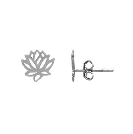 Sterling Silver Lotus Stud Earrings, Lotus Flower Studs